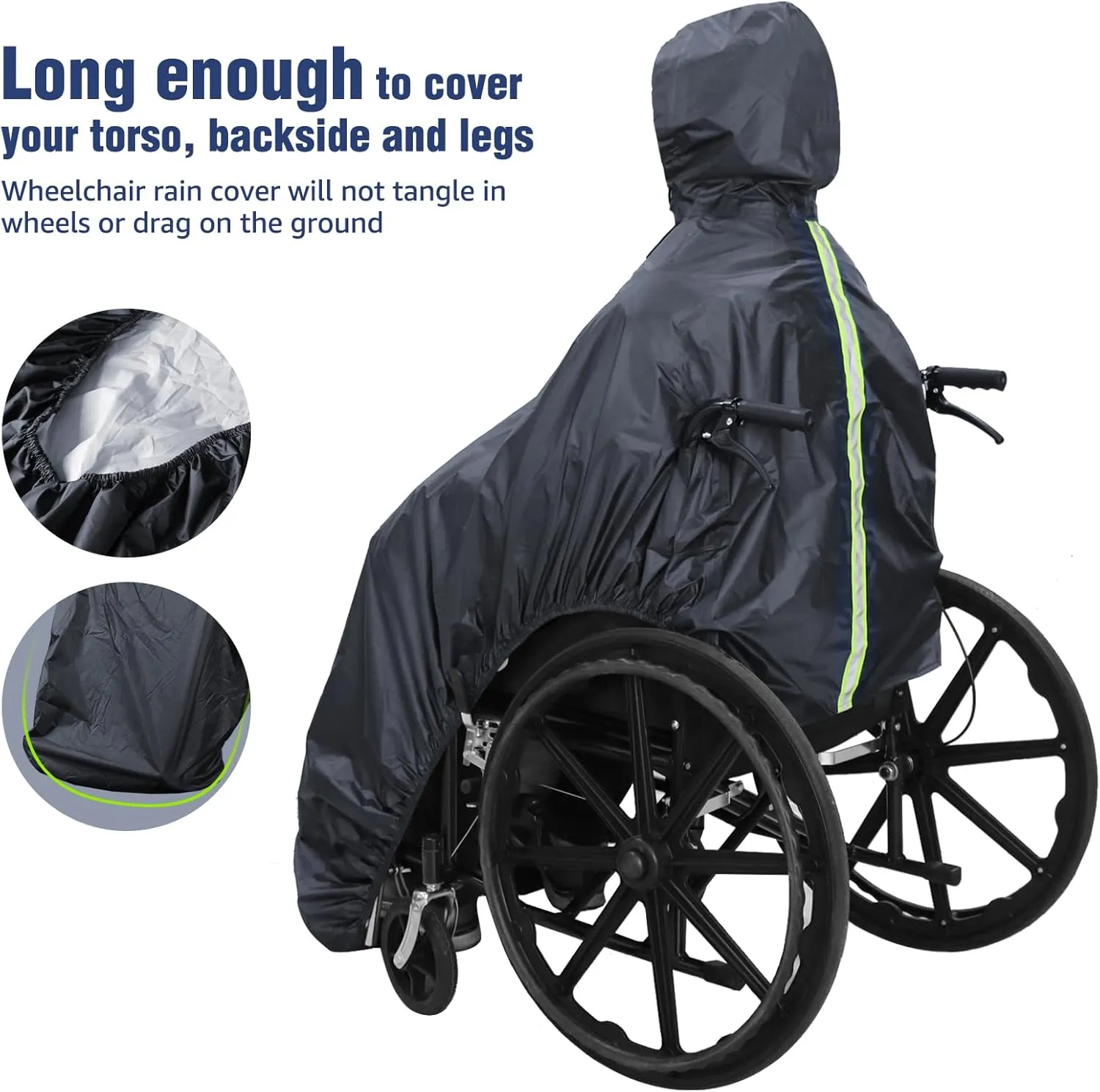 ANYOO Wheelchair Waterproof Poncho with Hood Reusable Cover Lightweight Poncho Cloak perfect for Adult