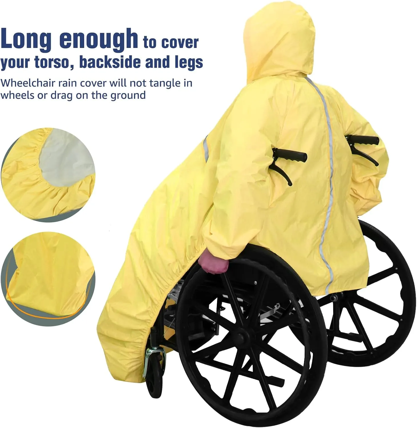 ANYOO Wheelchair Waterproof Poncho with Hood Reusable Cover Lightweight Poncho Cloak perfect for Adult