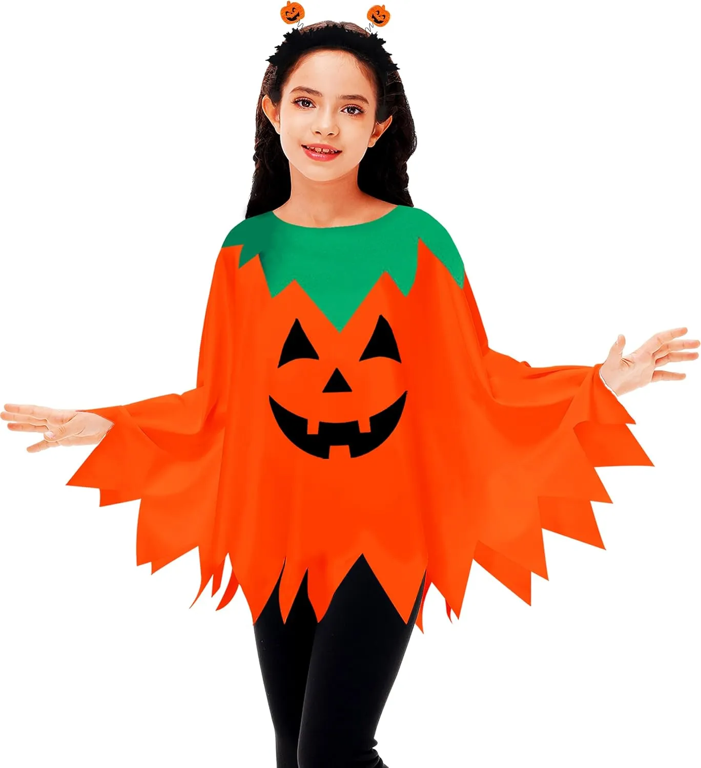 AOBUTE Kids Halloween Poncho Pumpkin Ghost Cape Outfits