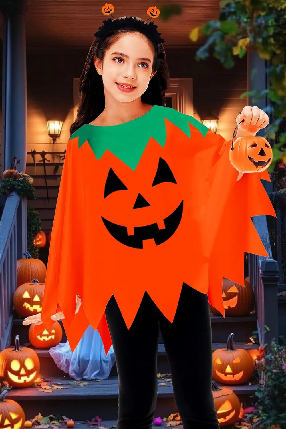 AOBUTE Kids Halloween Poncho Pumpkin Ghost Cape Outfits