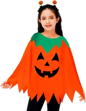 AOBUTE Kids Halloween Poncho Pumpkin Ghost Cape Outfits