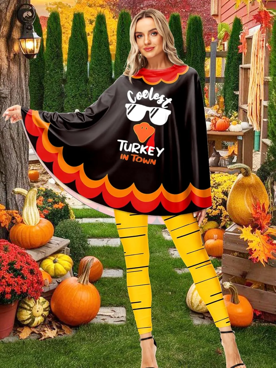 AOBUTE Women Christmas Poncho Xmas Outfit Party Costume Cloak