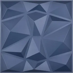 Art3d 3D Wall Panels Blue Diamond Design 12Pack Matt Blue