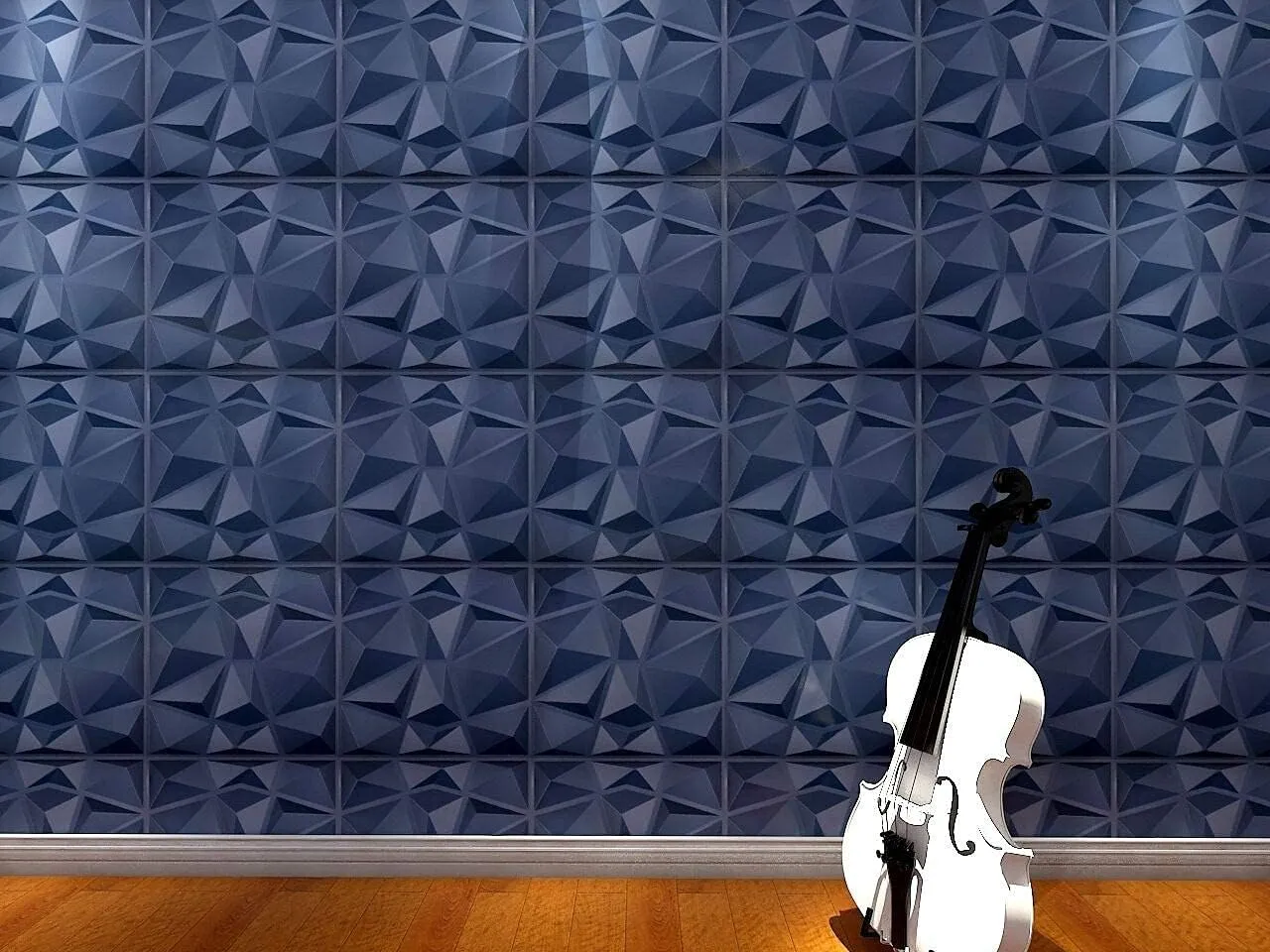 Art3d 3D Wall Panels Blue Diamond Design 12Pack Matt Blue