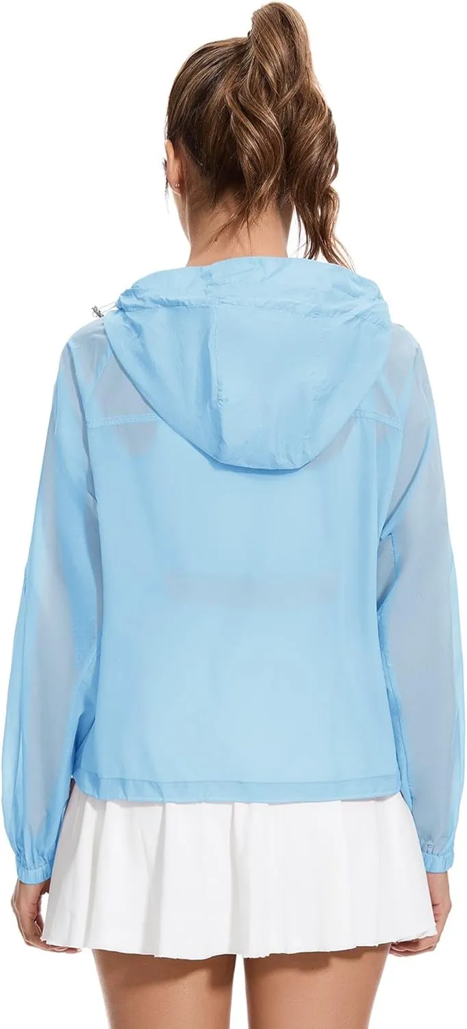 Avoogue Women's UPF 50  Sun Protection UV Jacket Full Zip Lightweight Jacket Athletic Workout Hoodie