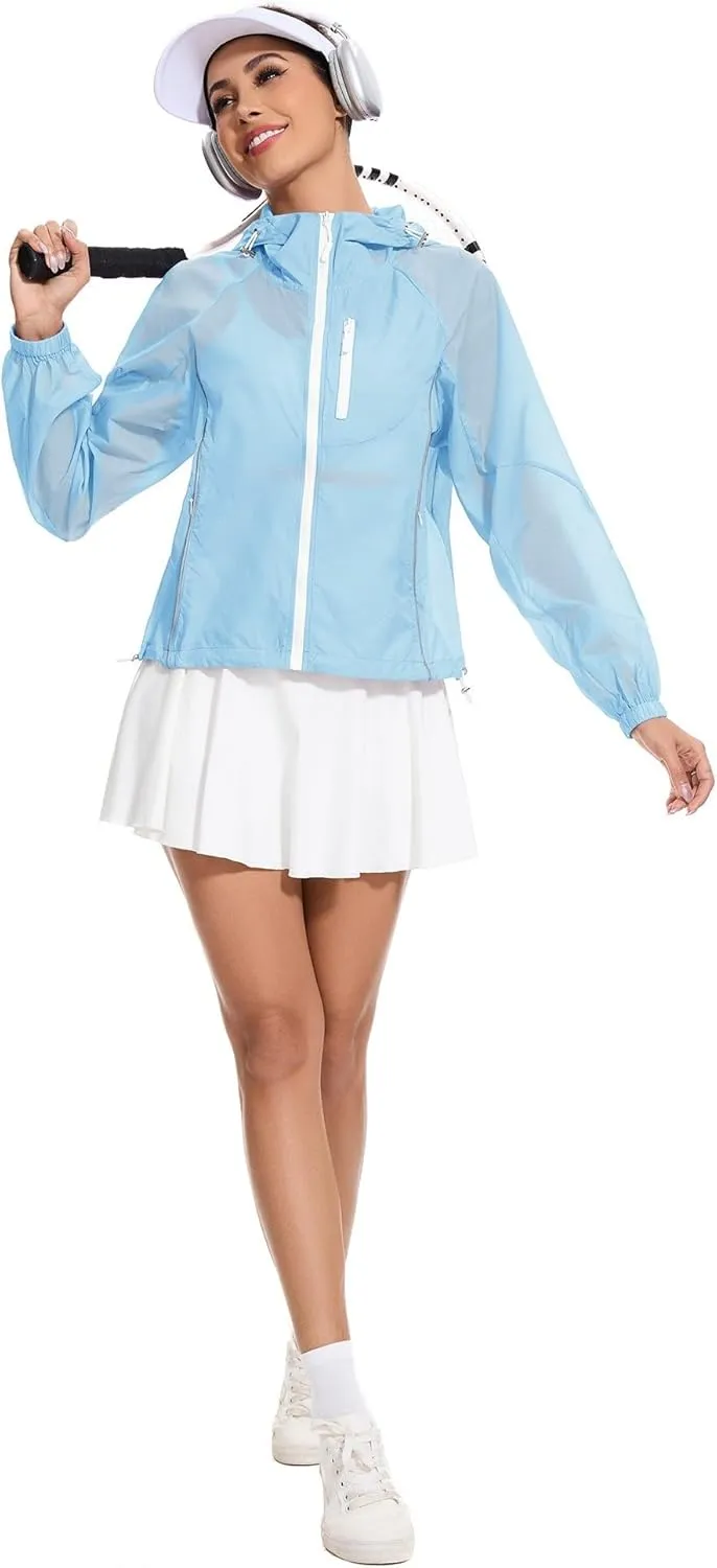 Avoogue Women's UPF 50  Sun Protection UV Jacket Full Zip Lightweight Jacket Athletic Workout Hoodie
