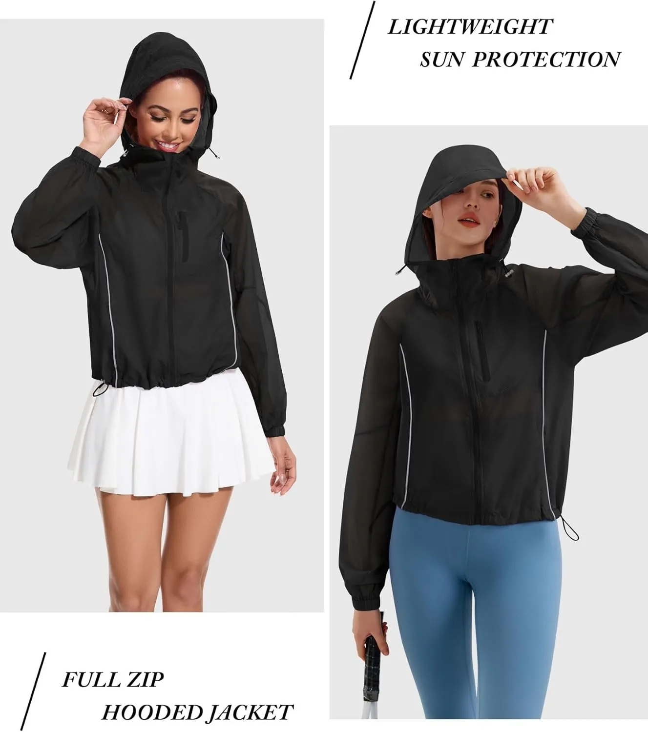 Avoogue Women's UPF 50  Sun Protection UV Jacket Full Zip Lightweight Jacket Athletic Workout Hoodie