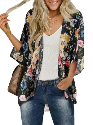 BB&KK Women's Floral Kimono Summer Short Cover Ups Tops