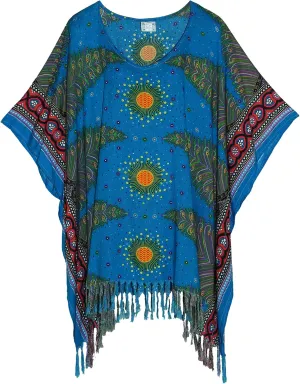 Beautybatik Women Plus Size Tunic Tops Boho Flora Printed Short Sleeve V Neck Shirt XL to 4X