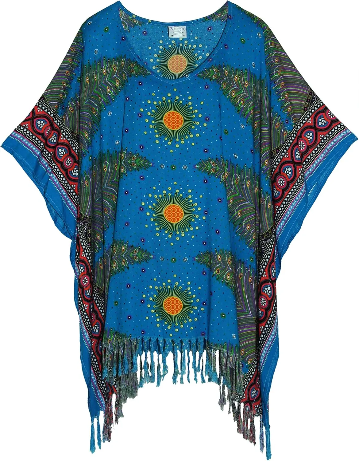 Beautybatik Women Plus Size Tunic Tops Boho Flora Printed Short Sleeve V Neck Shirt XL to 4X