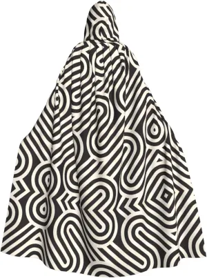 Black curved texture Picture aldult Cosplay Poncho Hooded Cloak for men and women Halloween Party