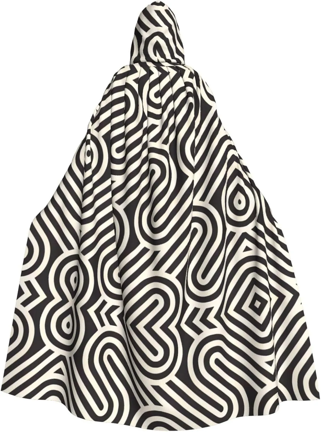 Black curved texture Picture aldult Cosplay Poncho Hooded Cloak for men and women Halloween Party