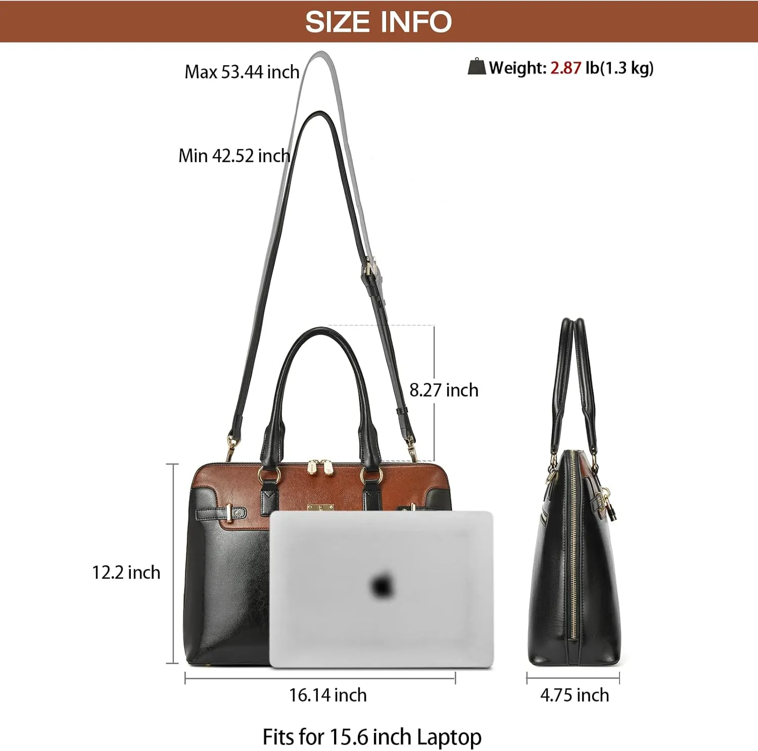 BOSTANTEN Briefcase for Women Leather 15.6 inch Laptop Shoulder Bag Office Work Crossbody Handbag