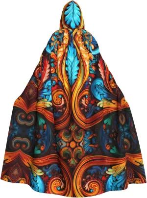 Brightly colored leaves Prints aldult Cosplay Poncho Hooded Cloak for men and women Halloween Party