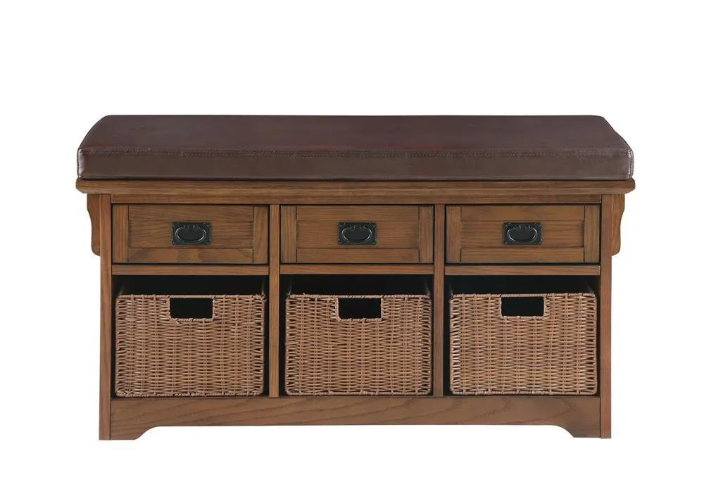 Brown - 42" 3-drawer Storage Bench Brown