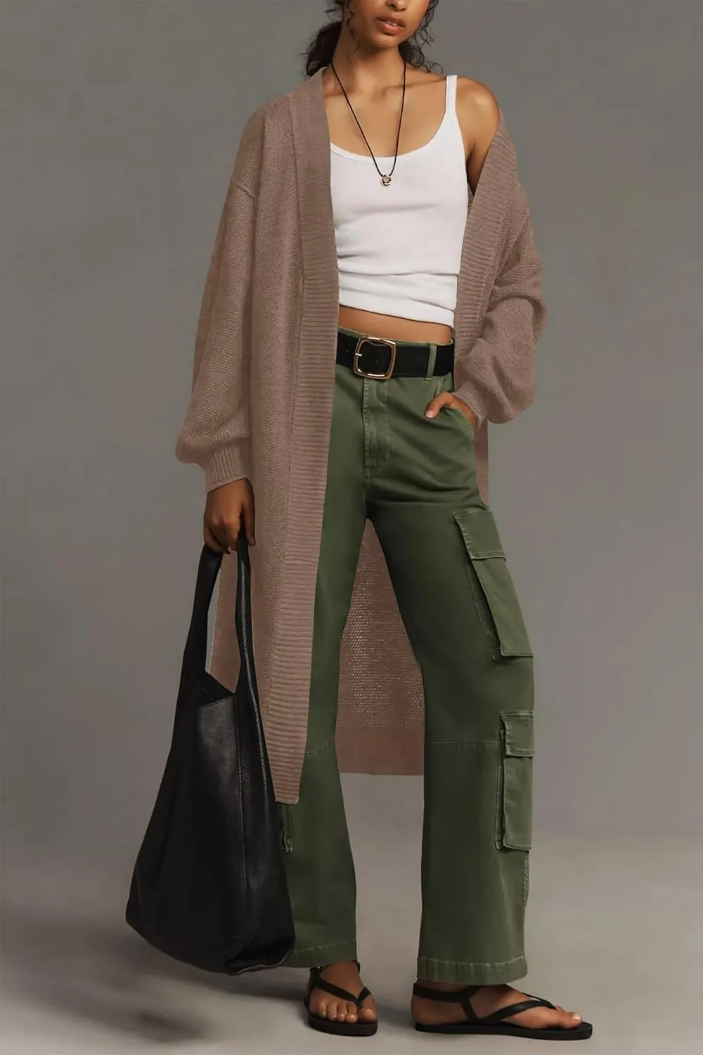 Cakulo Long Cardigan Sweaters for Women Fall Fashion 2024 Oversized Open Front Knit Pockets Cardigans Sweater Coat