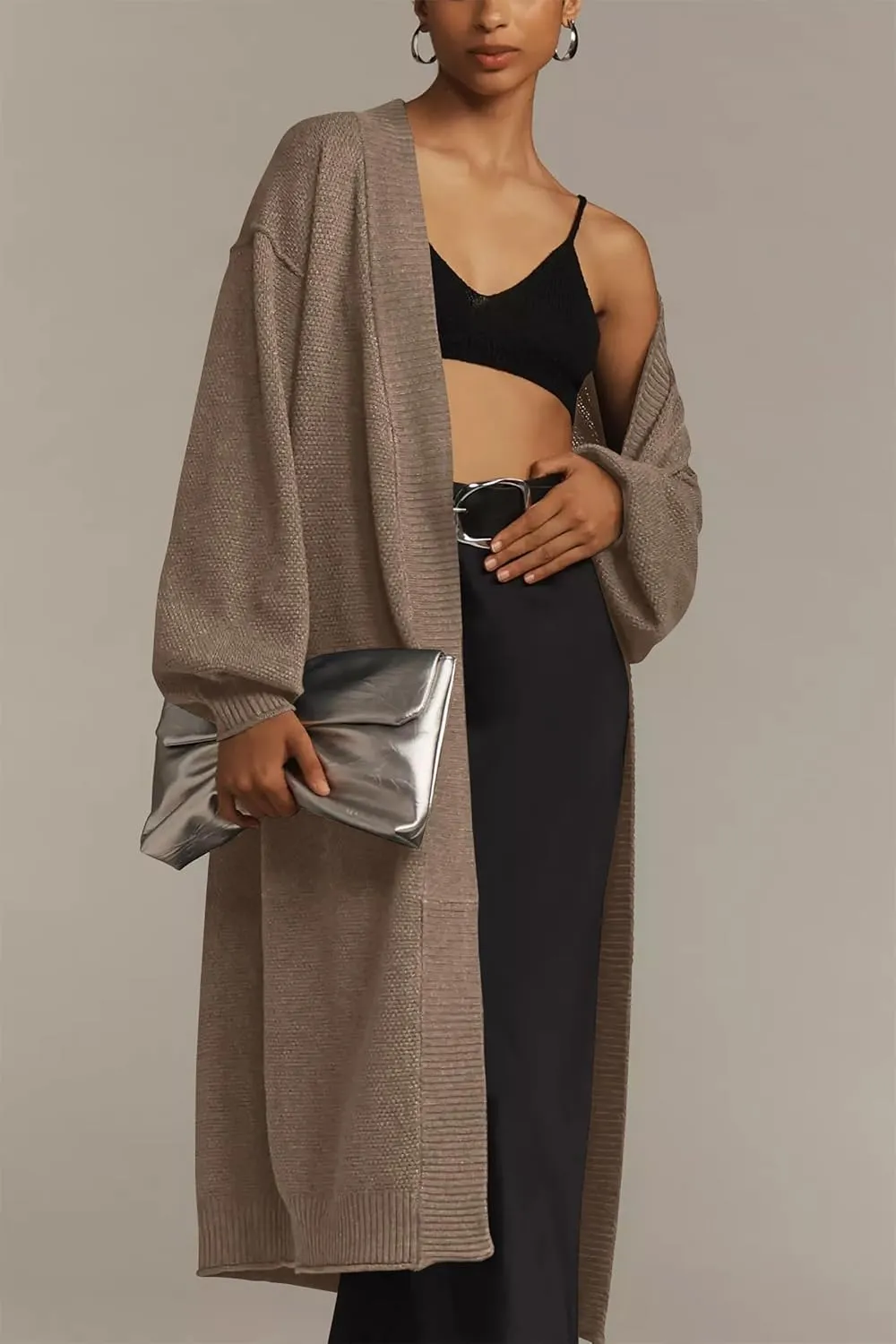 Cakulo Long Cardigan Sweaters for Women Fall Fashion 2024 Oversized Open Front Knit Pockets Cardigans Sweater Coat