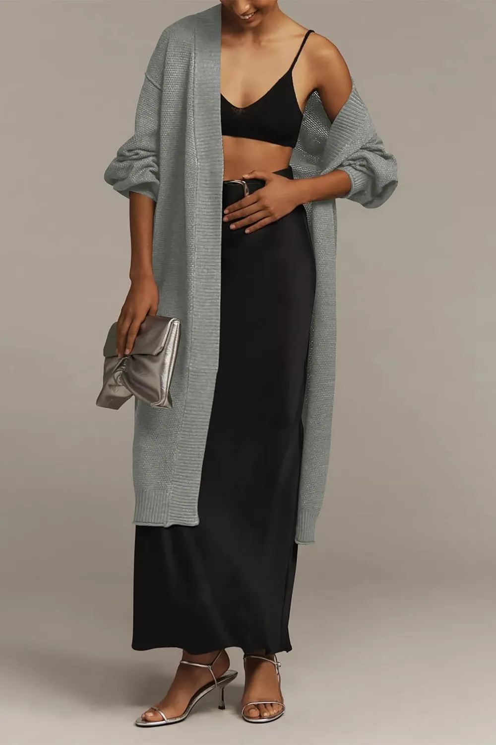 Cakulo Long Cardigan Sweaters for Women Fall Fashion 2024 Oversized Open Front Knit Pockets Cardigans Sweater Coat