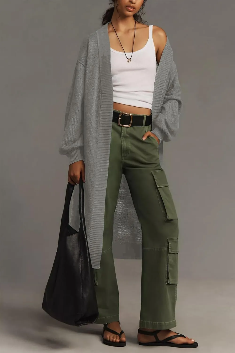 Cakulo Long Cardigan Sweaters for Women Fall Fashion 2024 Oversized Open Front Knit Pockets Cardigans Sweater Coat