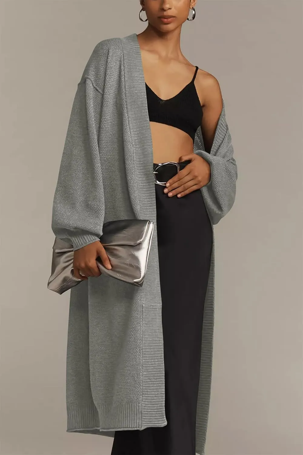 Cakulo Long Cardigan Sweaters for Women Fall Fashion 2024 Oversized Open Front Knit Pockets Cardigans Sweater Coat