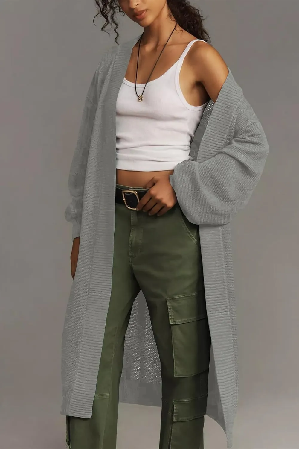 Cakulo Long Cardigan Sweaters for Women Fall Fashion 2024 Oversized Open Front Knit Pockets Cardigans Sweater Coat