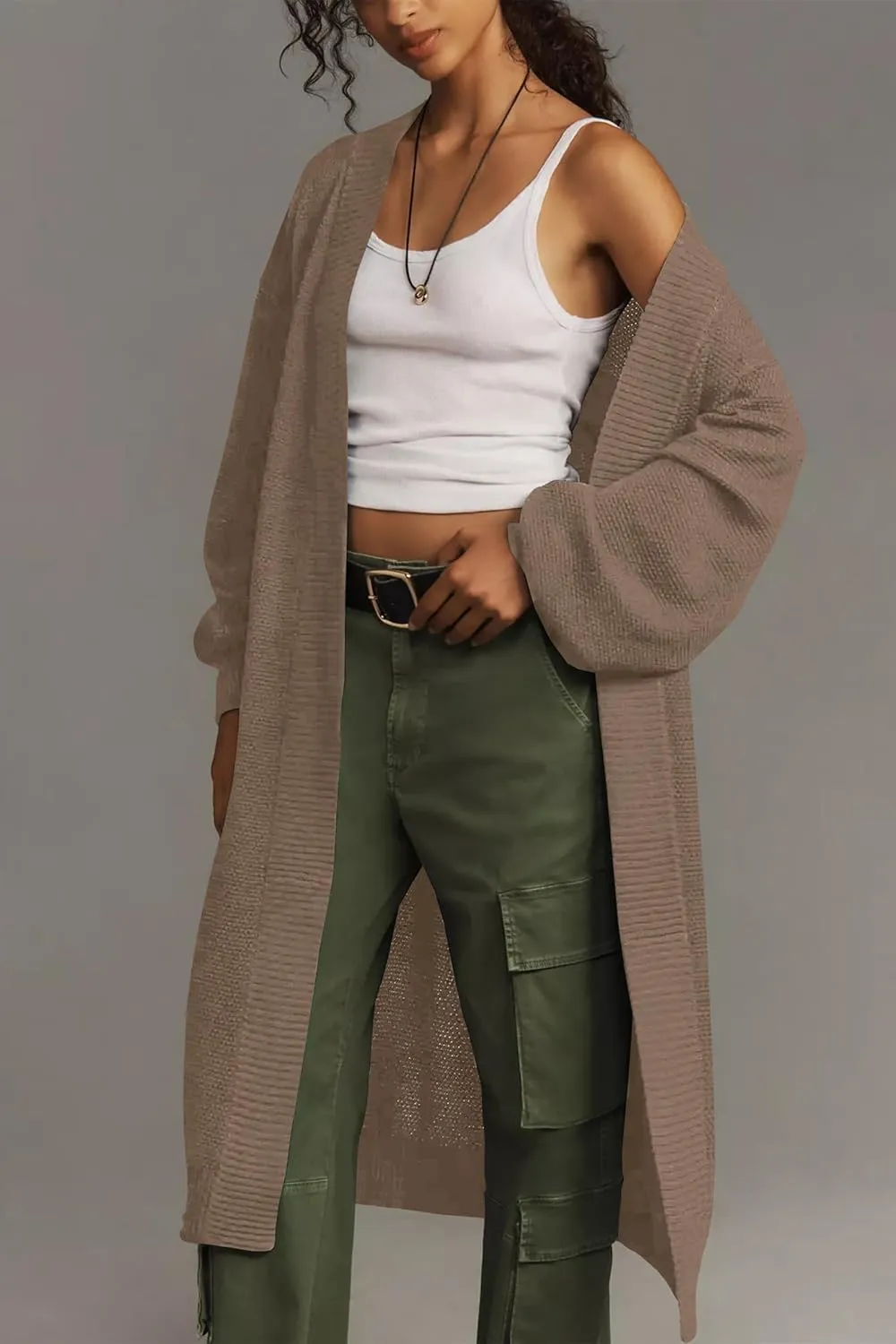 Cakulo Long Cardigan Sweaters for Women Fall Fashion 2024 Oversized Open Front Knit Pockets Cardigans Sweater Coat