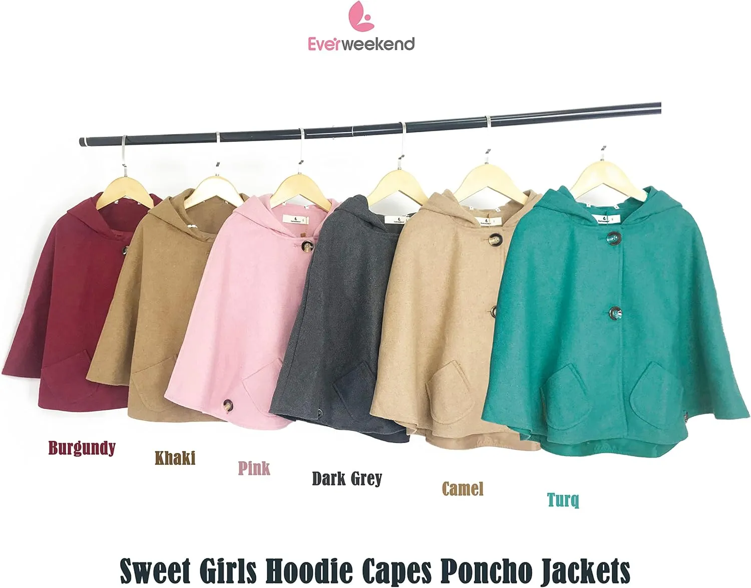 Car Seat Poncho for Kids, Girls Wool Blend Capes Poncho with Hood, Girls Warm Peacoat Dress Coat Jacket Outwear