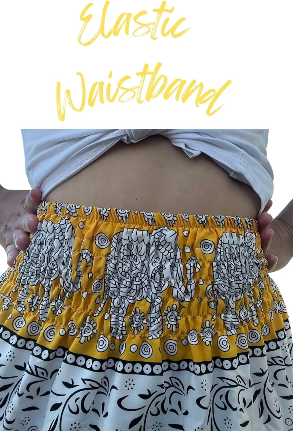 Casual Maxi High Waisted Lightweight Silky Soft Flowy Ruffle Cute Trendy Boho Hippy Long Skirts for Women, Elastic Waistband