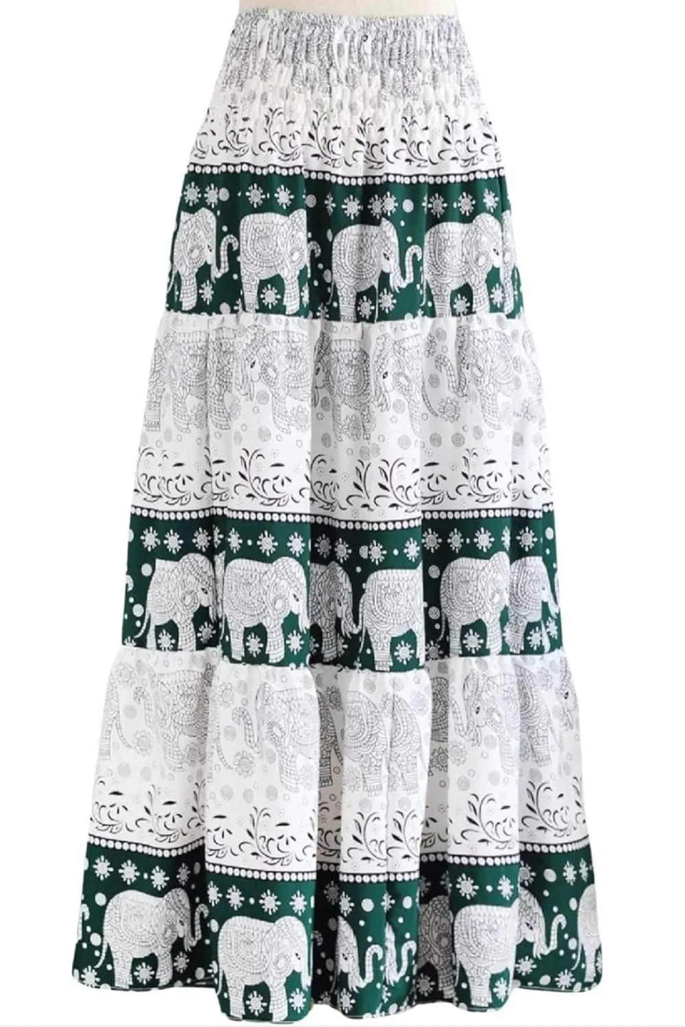 Casual Maxi High Waisted Lightweight Silky Soft Flowy Ruffle Cute Trendy Boho Hippy Long Skirts for Women, Elastic Waistband