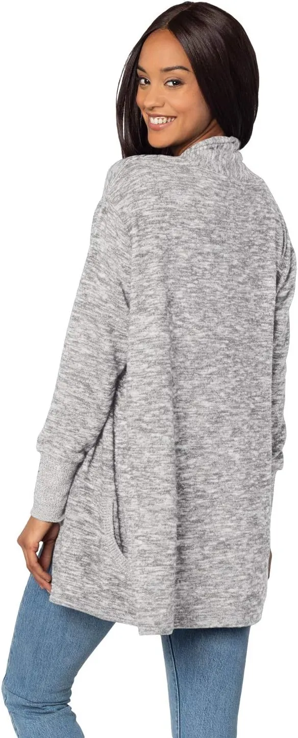 chicka-d Women's Cozy Fleece Cardigan Heather Grey