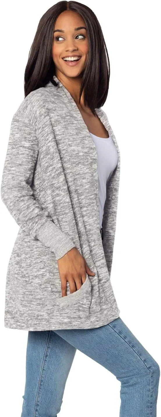 chicka-d Women's Cozy Fleece Cardigan Heather Grey