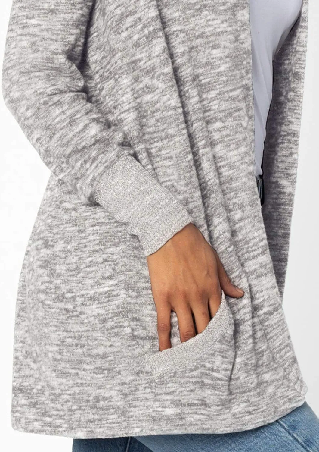 chicka-d Women's Cozy Fleece Cardigan Heather Grey