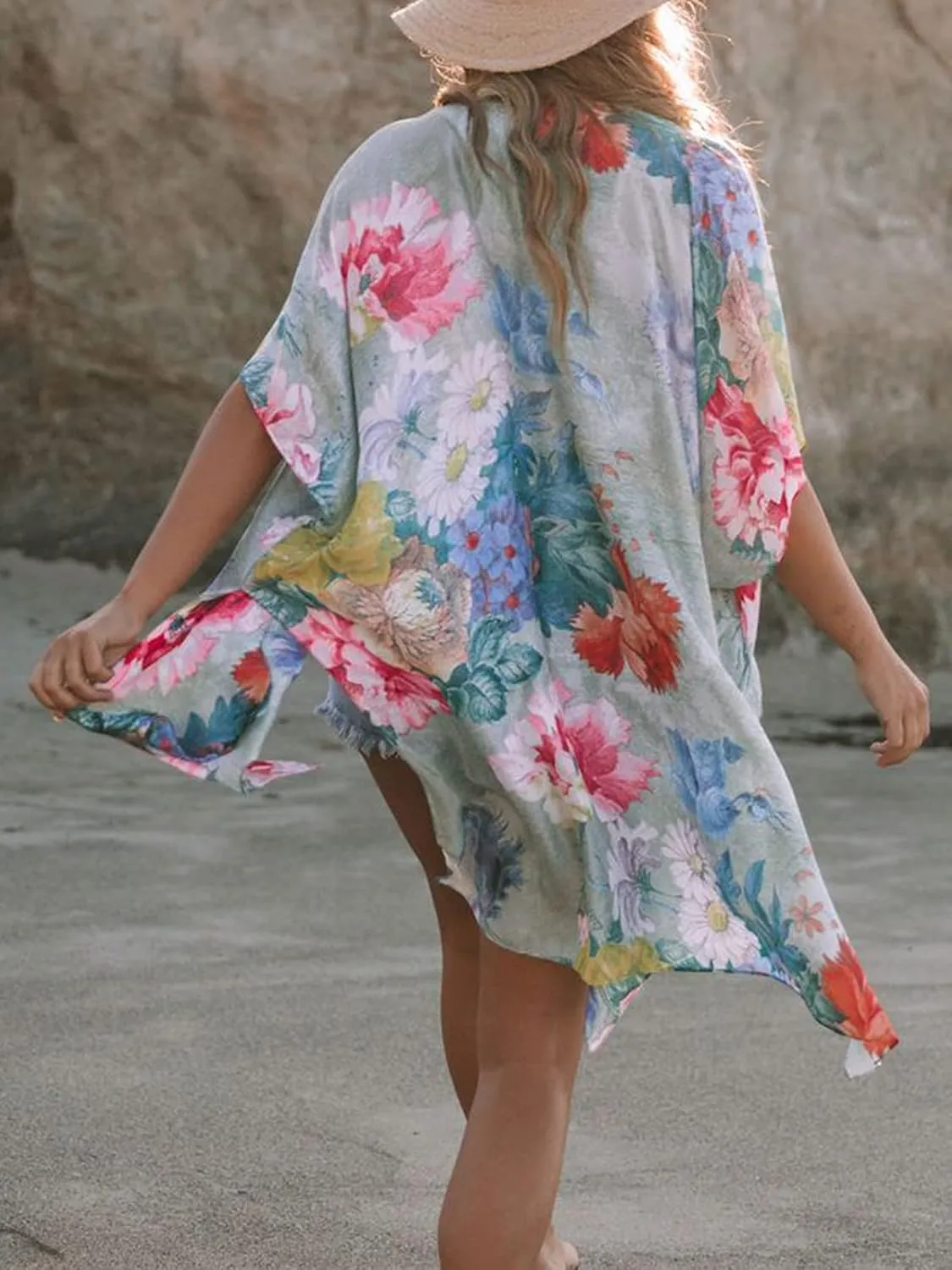 Chunoy Women Summer Chiffon Kimono Cardigan Loose Long Casual Beach Wear Cover Up