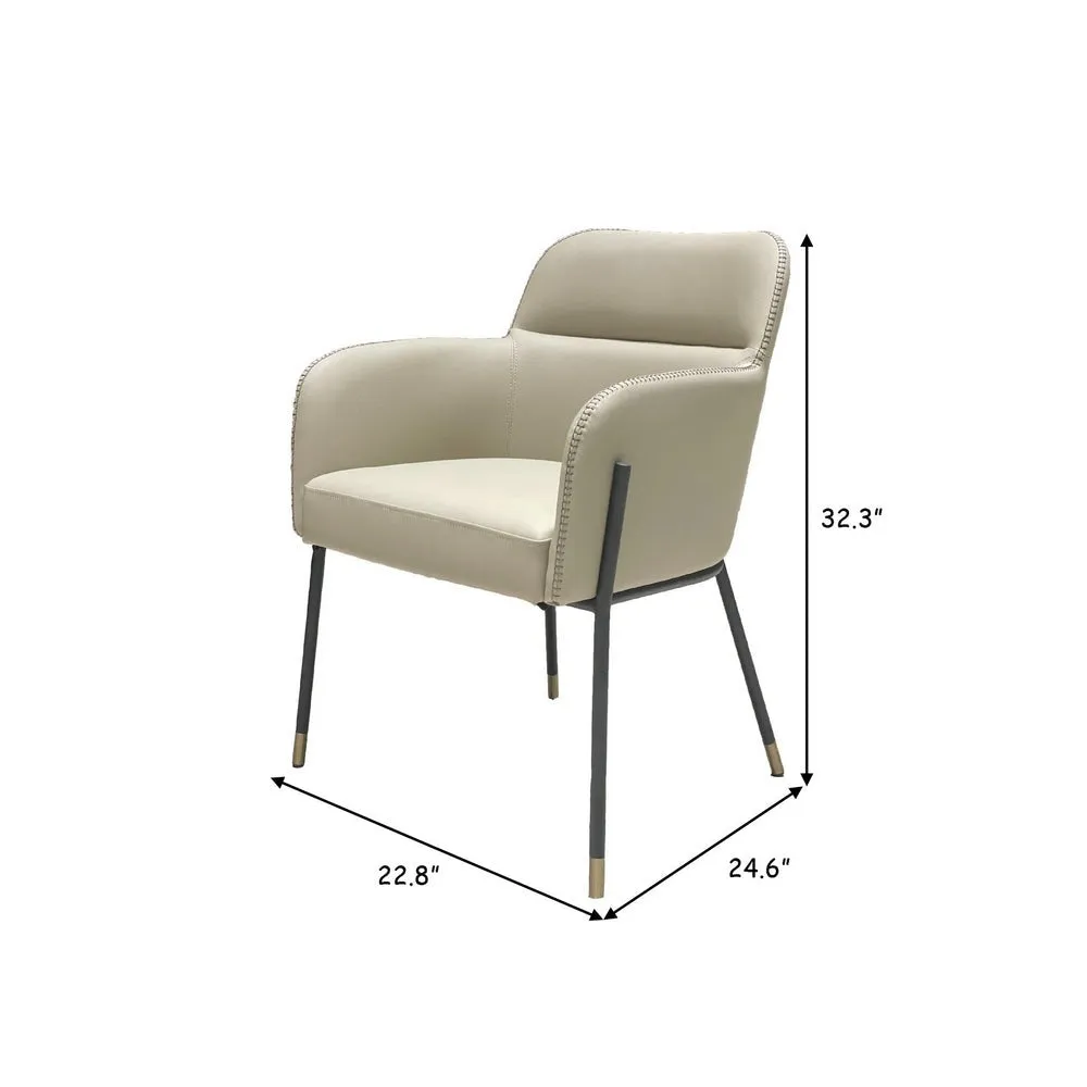 Cid 25 Inch Modern Dining Chair, Tight Back, Vegan Faux Leather, Beige By Casagear Home