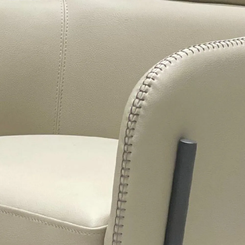 Cid 25 Inch Modern Dining Chair, Tight Back, Vegan Faux Leather, Beige By Casagear Home