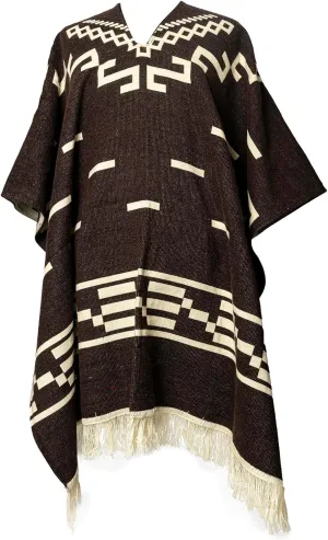 Clint Eastwood Alpaca Wool Poncho Brown 100% Handmade Ecuador Wester Style Handmade Artisan Ecuador Soft and Warm
