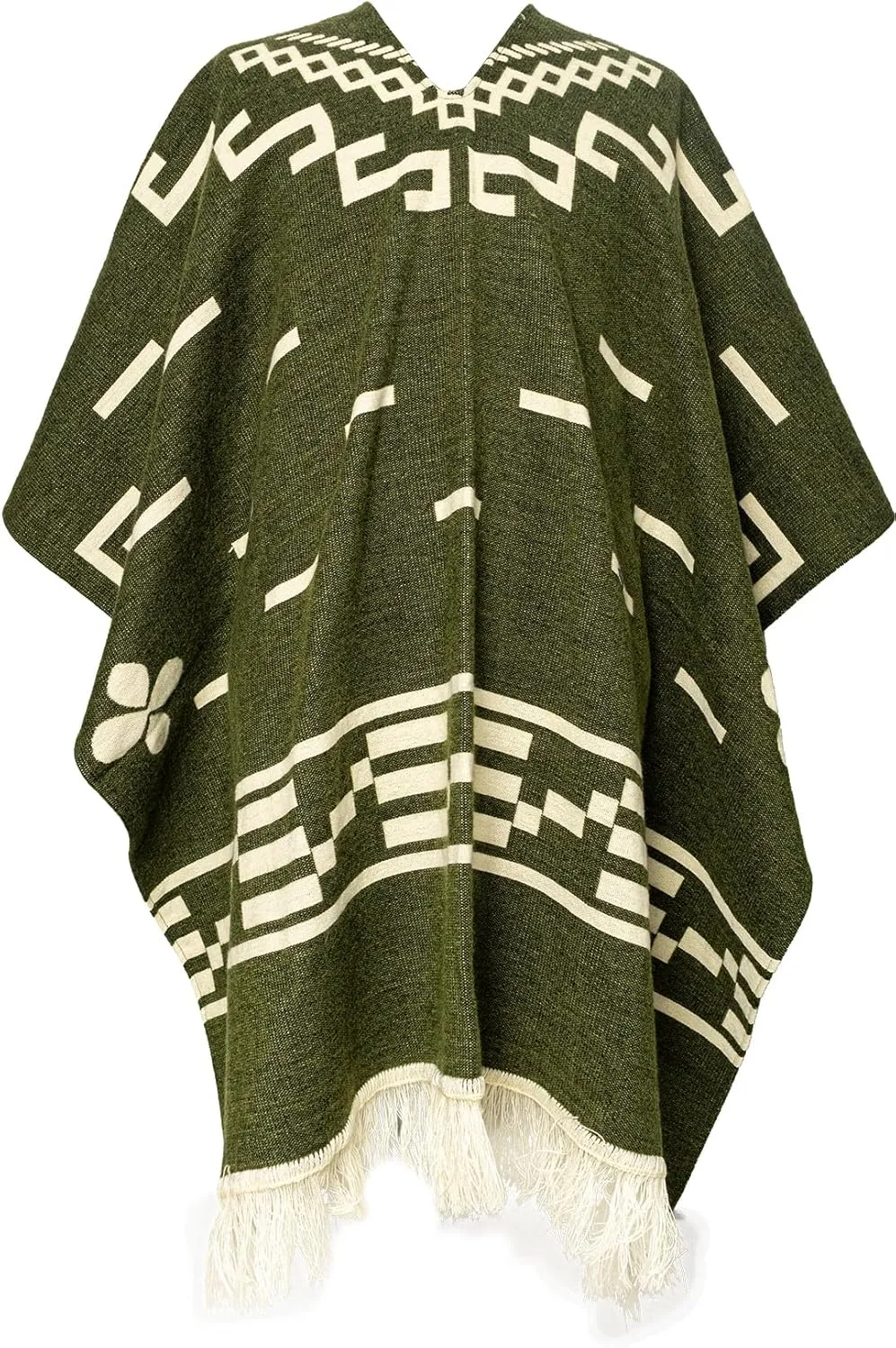 Clint Eastwood Alpaca Wool Poncho Green 100% Handmade Ecuador Wester Style Handmade Artisan Ecuador Soft and Warm