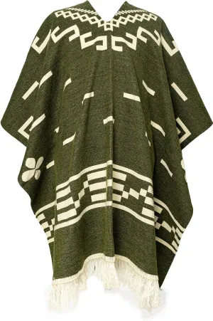 Clint Eastwood Alpaca Wool Poncho Green 100% Handmade Ecuador Wester Style Handmade Artisan Ecuador Soft and Warm
