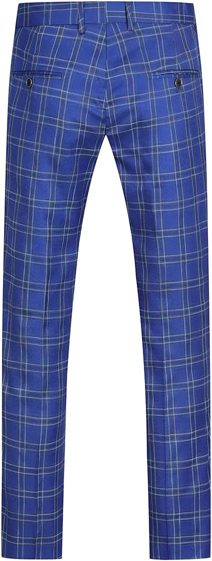 Cloudstyle Mens 2 PCS Plaid Suits Slim Formal Suit Checkered Blazer Jacket Pants