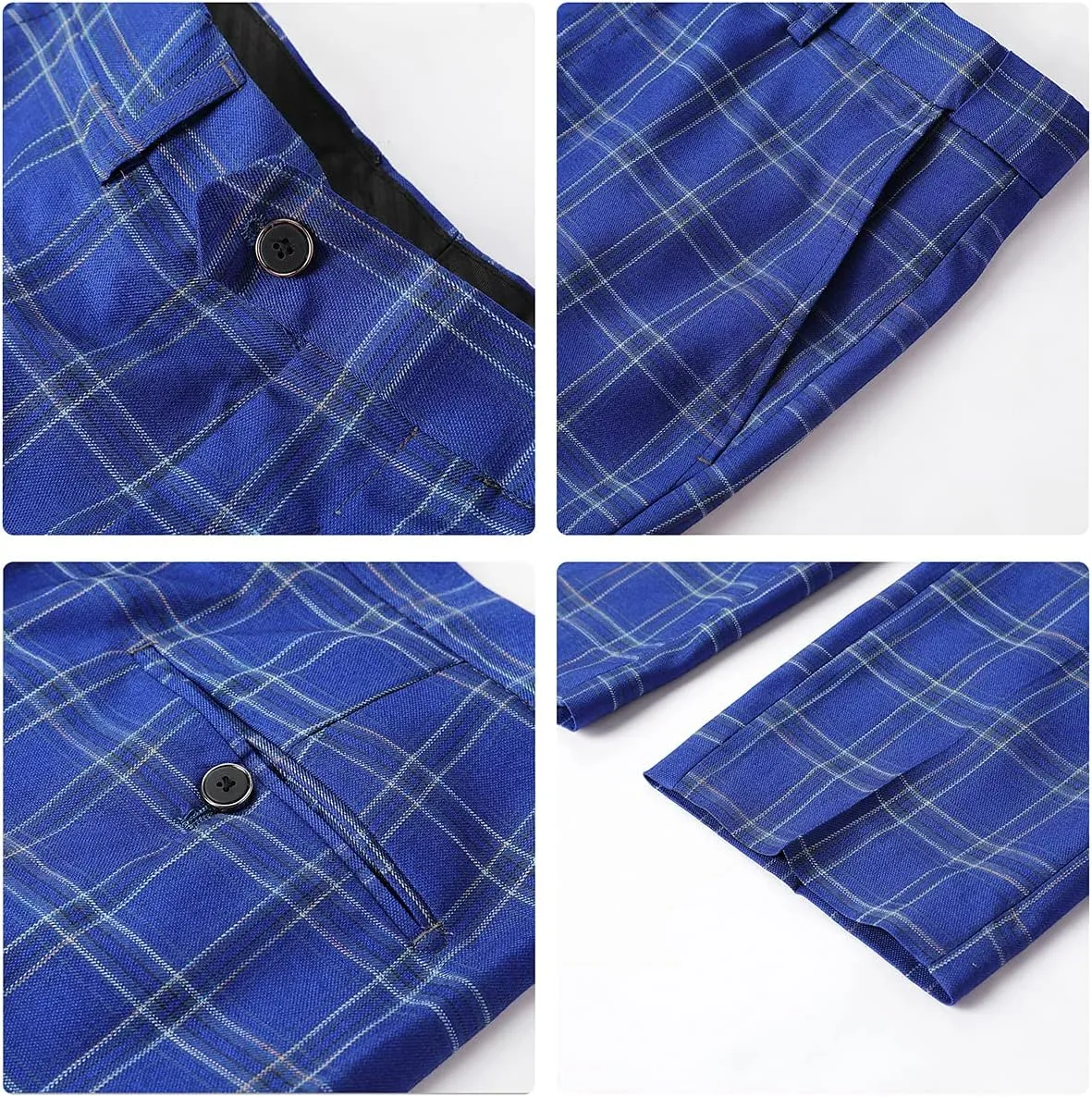 Cloudstyle Mens 2 PCS Plaid Suits Slim Formal Suit Checkered Blazer Jacket Pants
