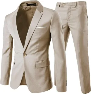 Cloudstyle Men's 2-Piece Suits Slim Fit 1 Button Dress Suit Jacket Blazer & Pants Set