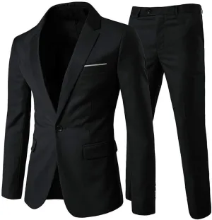 Cloudstyle Men's 2-Piece Suits Slim Fit 1 Button Dress Suit Jacket Blazer & Pants Set