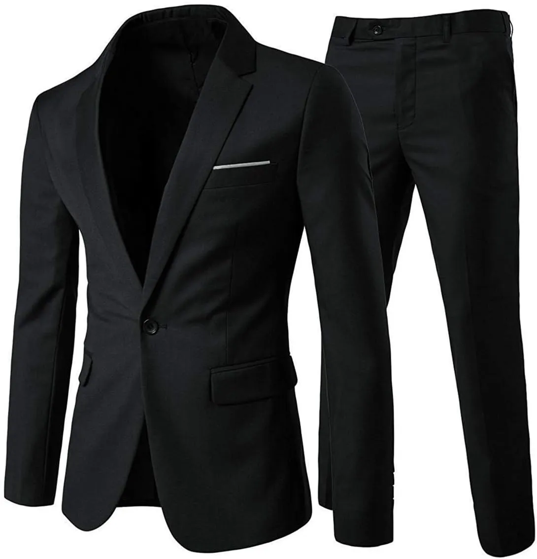 Cloudstyle Men's 2-Piece Suits Slim Fit 1 Button Dress Suit Jacket Blazer & Pants Set