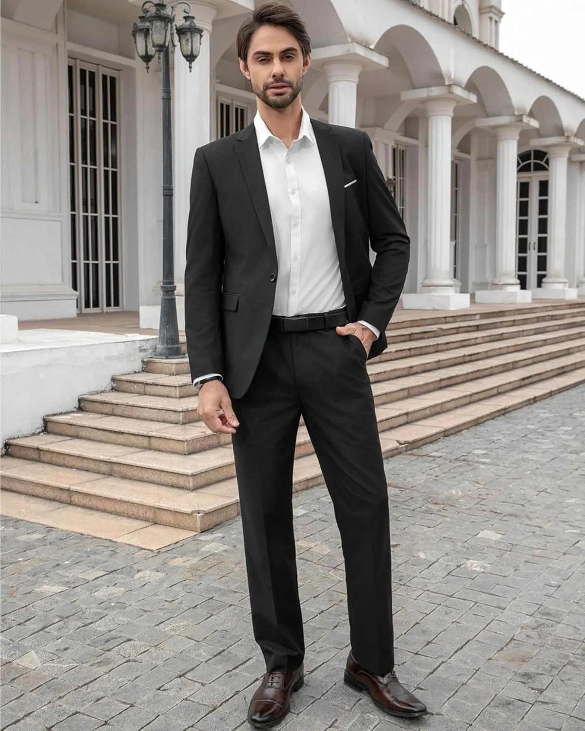Cloudstyle Men's 2-Piece Suits Slim Fit 1 Button Dress Suit Jacket Blazer & Pants Set