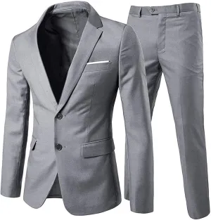 Cloudstyle Men's 2-Piece Suits Slim Fit 2 Button Dress Suit Jacket Blazer & Pants Set