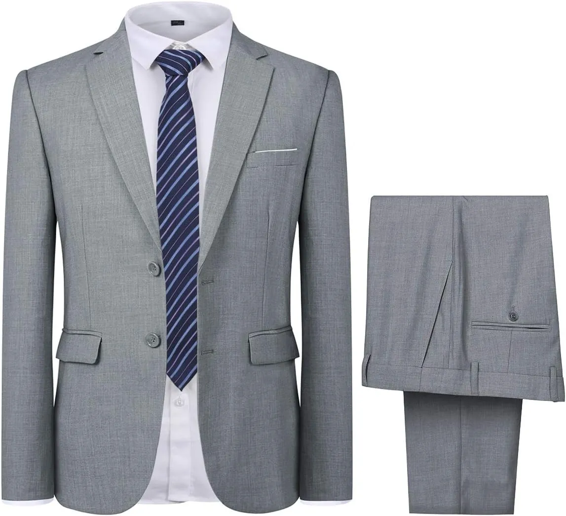 Cloudstyle Men's 2-Piece Suits Slim Fit 2 Button Dress Suit Jacket Blazer & Pants Set