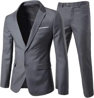 Cloudstyle Men's 2-Piece Suits Slim Fit 2 Button Dress Suit Jacket Blazer & Pants Set