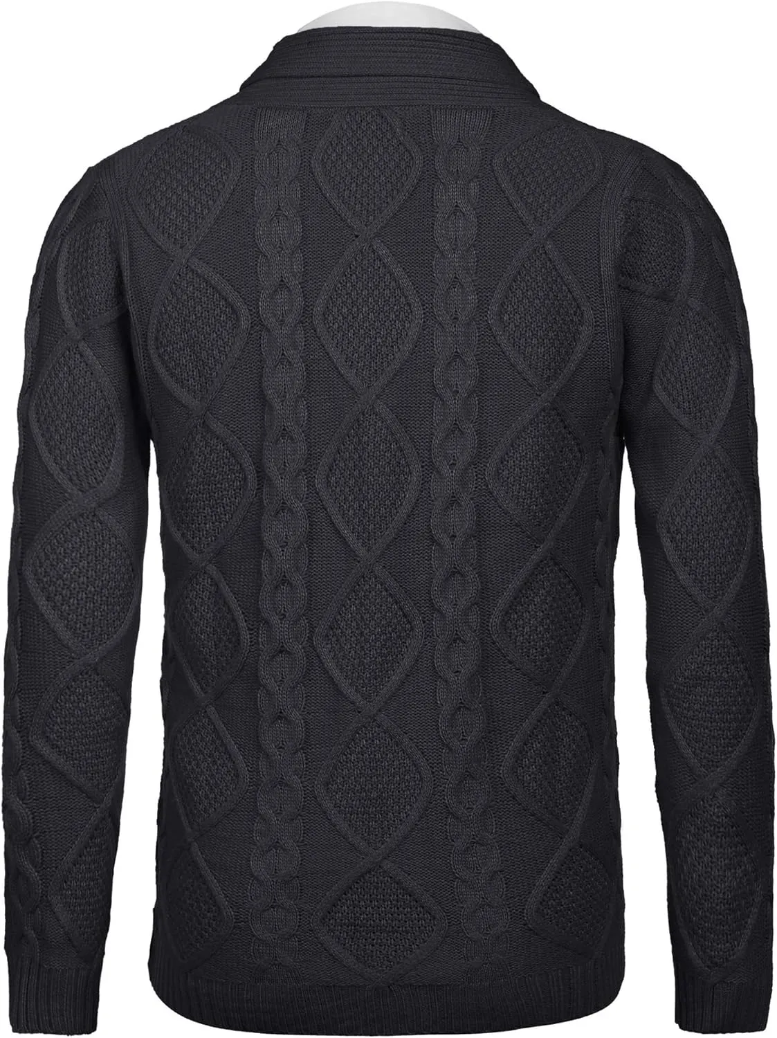 COOFANDY Mens Shawl Collar Cardigan Sweater Slim Fit Button Down Cable Knitted Sweater with Pockets