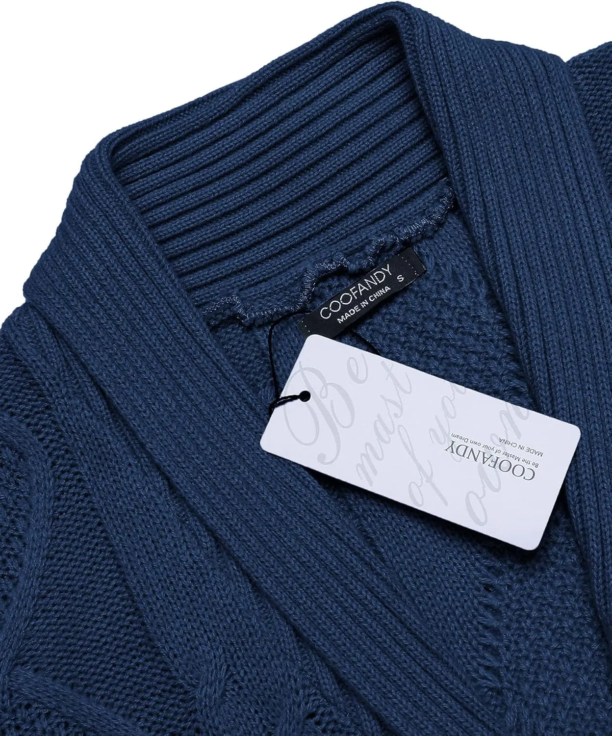 COOFANDY Mens Shawl Collar Cardigan Sweater Slim Fit Button Down Cable Knitted Sweater with Pockets