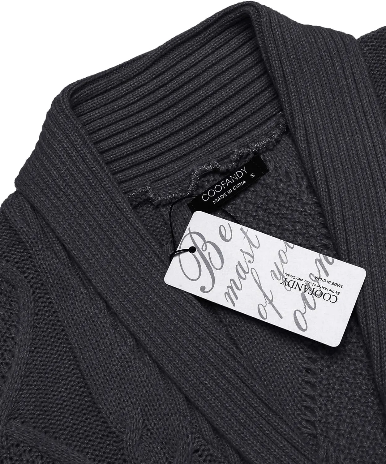 COOFANDY Mens Shawl Collar Cardigan Sweater Slim Fit Button Down Cable Knitted Sweater with Pockets